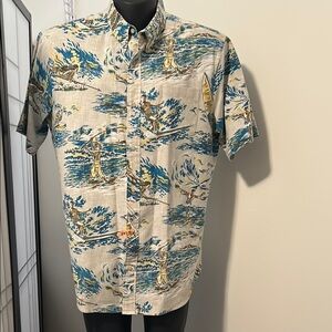 Reyn Spooner Blue and Cream Casual Button Down Shirt Hawaiian surfer 3 Xl